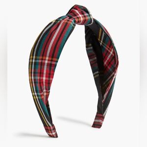 New! J.Crew Black Stewart Tartan Christmas Plaid Knot Turban Headband Hair NWT